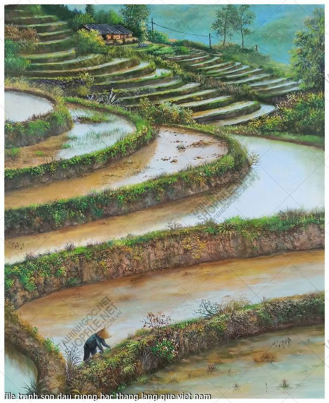 file tranh son dau ruong bac thang lang que viet nam